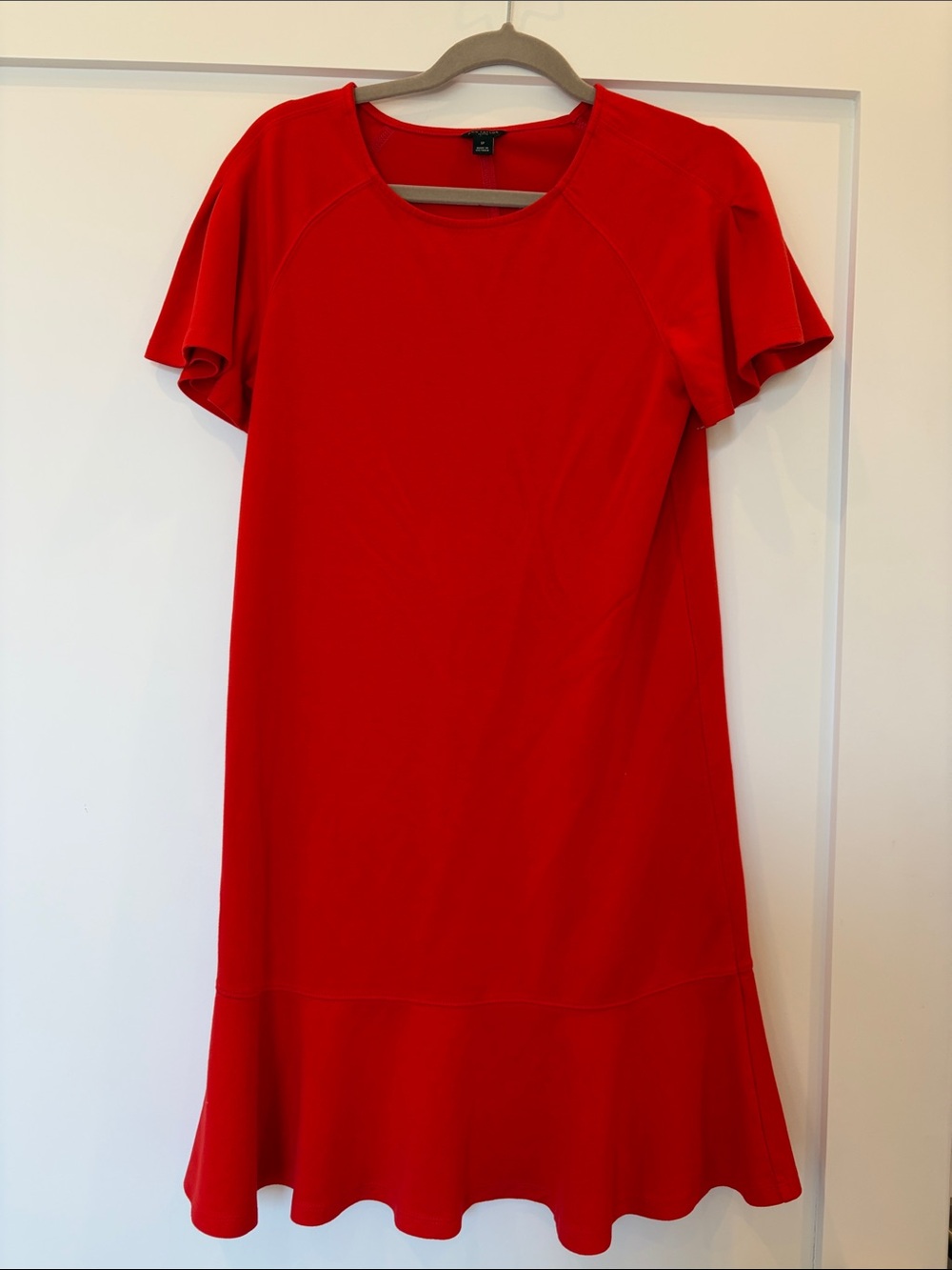 Ann Taylor Red Flutter Sleeve Midi Dress